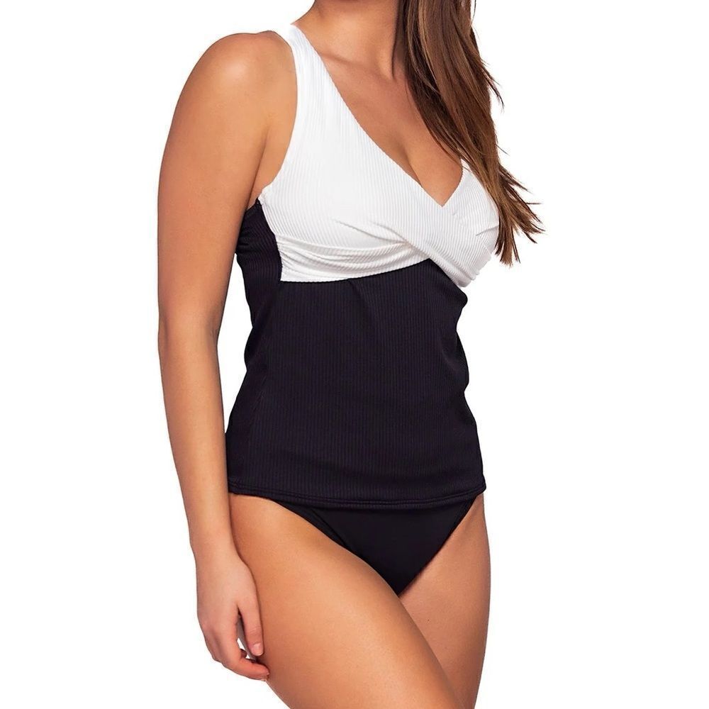 NWT Sunsets Roll The Dice Elsie Tankini & Hannah High Waist Bottoms Sz 34DD/ M
